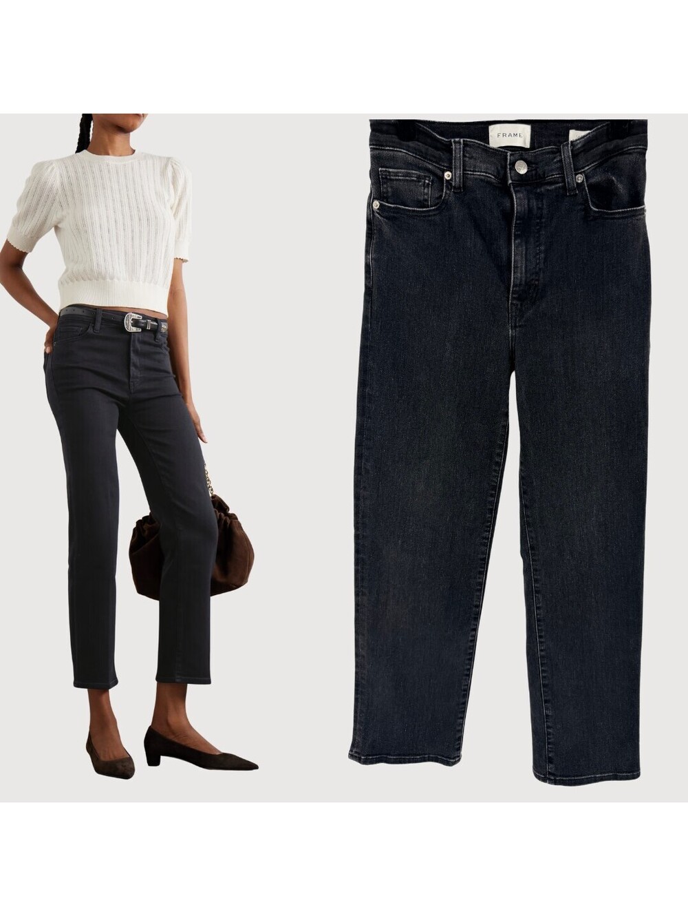 FRAME Le Sleek Straight Washed Black Jeans Size 27